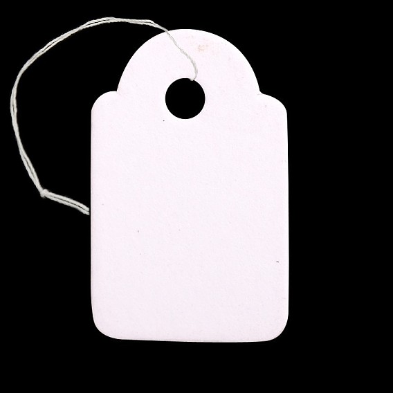 Présentoir de bijoux, vitrines de bijoux étiquettes de prix du papier, avec cordon de coton, 24x15x0.2mm, trou: 3 mm, 500 PCs / sac