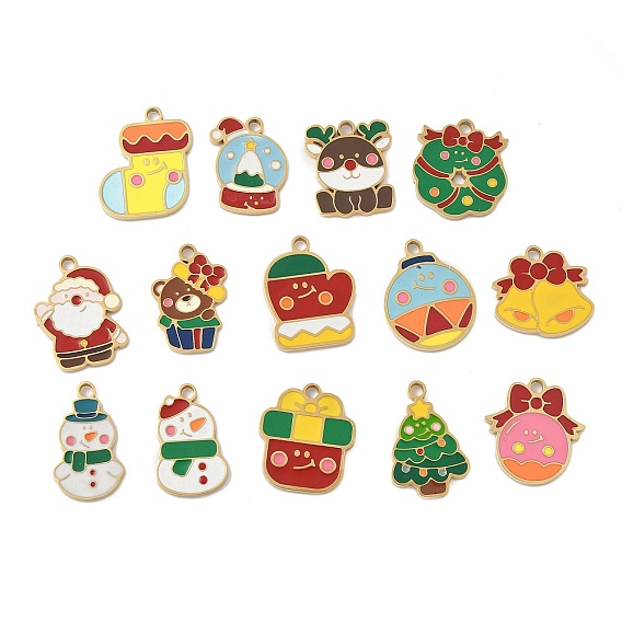 Рождество 304 эмалированные подвески из нержавеющей стали, реальный 14 k позолоченный