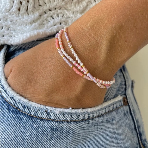 3 Набор эластичных браслетов из стеклянного бисера для женщин, цилиндр и круг