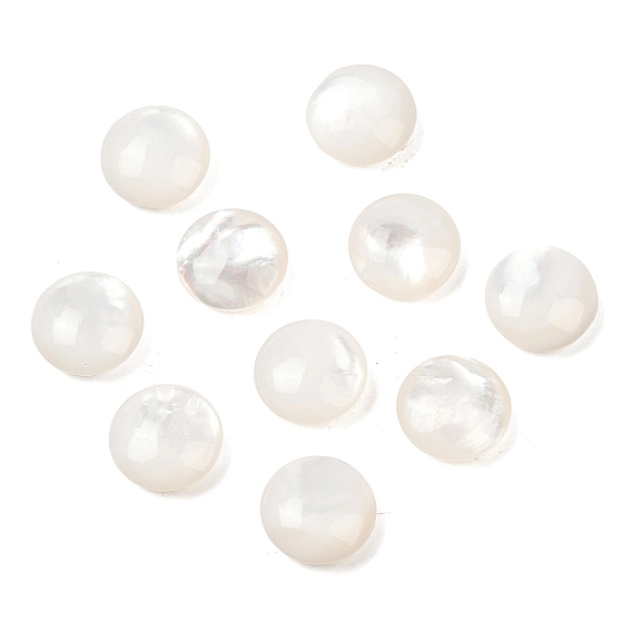 Натуральный белый бусы, нет отверстий / незавершенного, плоско-круглые