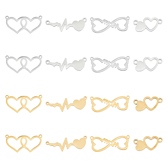 16шт 8 стили 201 подвески из нержавеющей стали, сердечные ссылки