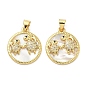 Латунные микро проложить кубического циркония подвески, плоский круглый с подвесками в виде черепахи, с оболочкой