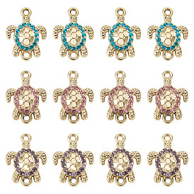 16шт. сплава стразы соединительные подвески, золотой свет, без кадмия и без свинца, черепаха