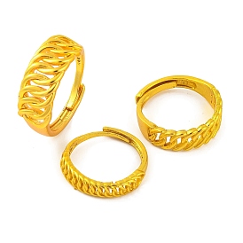 Brass Curb Chain Adjustable Rings for Women, Lead Free & Cadmium Free