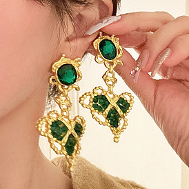 Women's Love Earrings Micro-paved Zirconia Fashion Design Temperament Drop Earrings