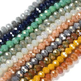 Electroplate Opaque Glass Beads Strands, Facted, Round