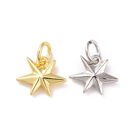 Brass Charms, with Jump Ring, Cadmium Free & Lead Free, Star