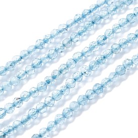 Hebras naturales de perlas de cristal de topacio, facetados, rondo