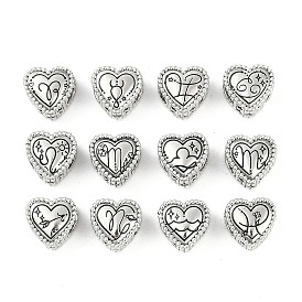 925 Sterling Silver European Beads, Heart