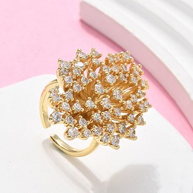 Латунные кольца-манжеты с микропаве и прозрачным цирконием для женщин