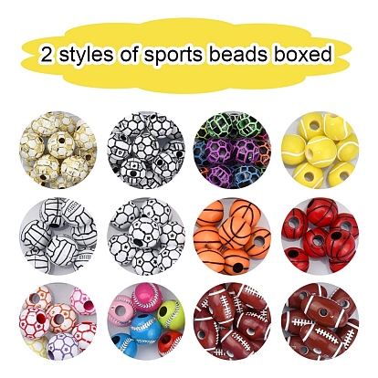 11 Style Sports Theme Acrylic Beads, Mixed Shapes