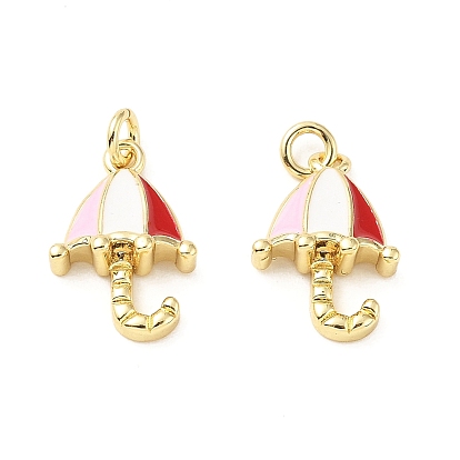 Латунь эмаль прелести, с прыжковых колец, зонтик прелести, стойки покрытие, реальный 18 k позолоченный, без свинца и без кадмия, долговечный