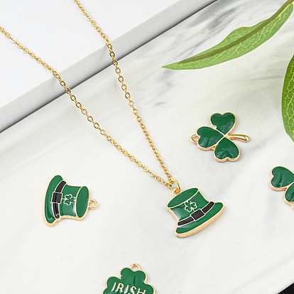 DIY Clover Pendant Jewelry Sets Making Kit, Including Alloy Enamel Pendants, Iron Earring Hooks & Jump Rings & Twisted Curb Chain Necklace Making
