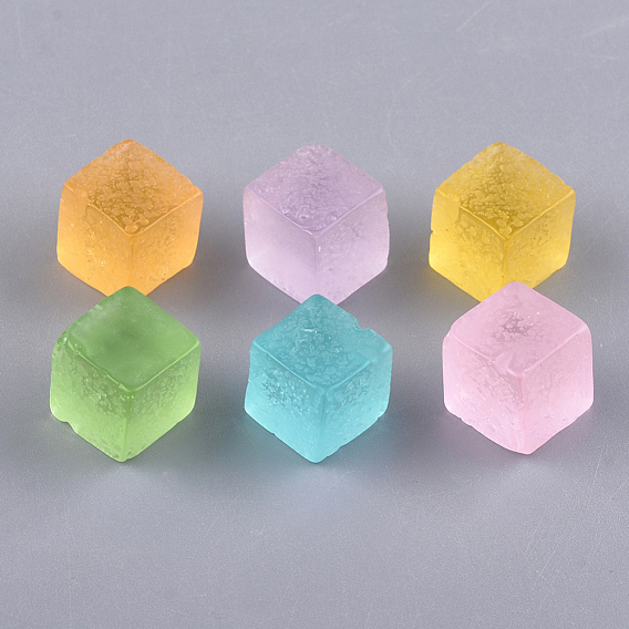 Resin Cabochons, Cube, Imitation jelly