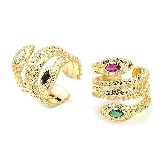 Открытые манжеты из латуни с микро-паве и кубическим цирконием для женщин, без кадмия и без свинца, долговечный, змея