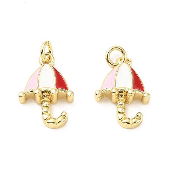 Латунь эмаль прелести, с прыжковых колец, зонтик прелести, стойки покрытие, реальный 18 k позолоченный, без свинца и без кадмия, долговечный