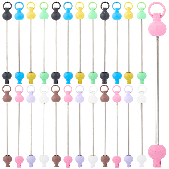 32 шт. 8 цветной пластиковый брелок для ключей с бусинами для изготовления украшений своими руками, из нержавеющей стали поиска