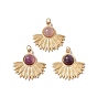 Natural Gemstone Pendants, with Ion Plating(IP) Golden Plated 304 Stainless Steel Findings, Fan Shape