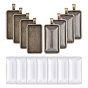 60Pcs DIY Rectangle Pendant Making Kits, Including Tibetan Style Alloy Pendant Cabochon Settings and Transparent Glass Cabochons