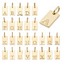 1 Bag 26Pcs 304 Stainless Steel Charms, Rectangle with Letter A~Z, with Jump Rings