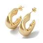 Brass Ring Stud Earrings, Half Hoop Earrings, Long-Lasting Plated