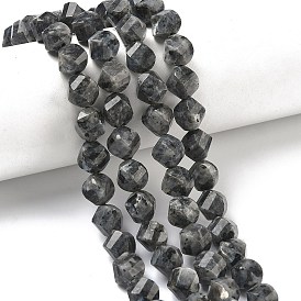 Натуральные нити бус из ларвикита, граненые, твист