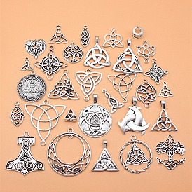 30Pcs Tibetan Style Alloy Pendants, Trinity Knot Charms