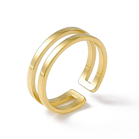 Ion Plating(IP) 304 Stainless Steel Double Line Open Cuff Ring for Women