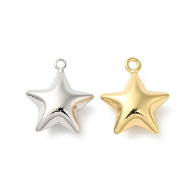 Rack Plating Brass Pendants, Cadmium Free & Lead Free, Long-Lasting Plated, Star