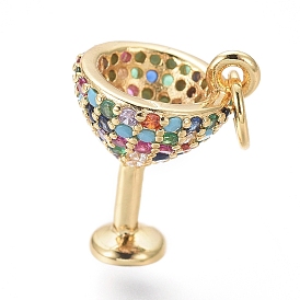 Латунные микро проложить кубического циркония прелести, с прыжковых колец, Мартини чары, чашка прелести, красочный