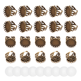 Набор для самостоятельного изготовления пустого куполообразного кольца, в том числе манжеты железные филигранные настройки кольца, Кабошоны из стекла