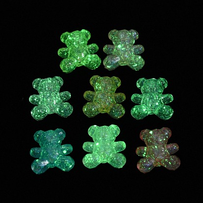 Luminous Acrylic Beads, Glitter Pendants, Glow in the Dark, Bear