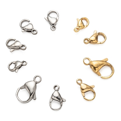 304 Stainless Steel Lobster Claw Clasps, Parrot Trigger Clasps, Manual Polishing