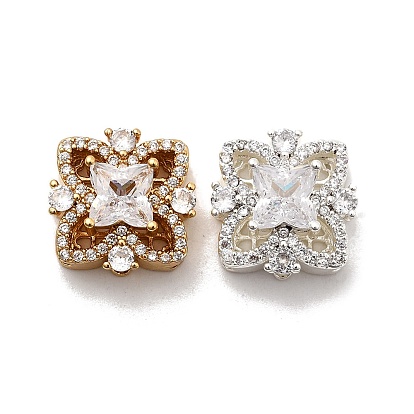 Многожильные звенья из латуни с прозрачным фианитом, цветок