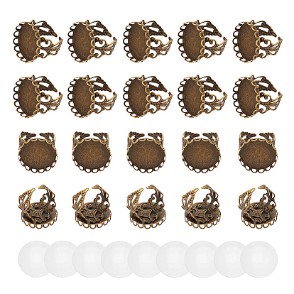 Набор для самостоятельного изготовления пустого куполообразного кольца, в том числе манжеты железные филигранные настройки кольца, Кабошоны из стекла