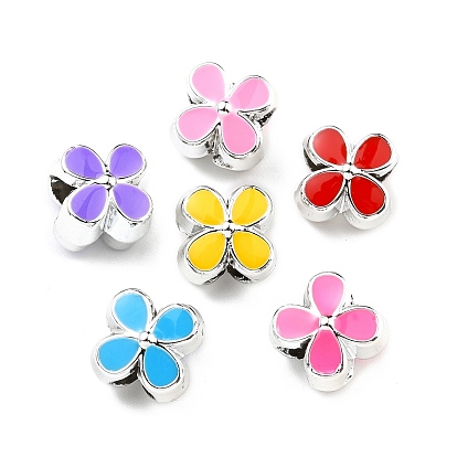 Ccb пластиковые европейские бусины, бусины с большим отверстием, Эмаль стиле, цветок