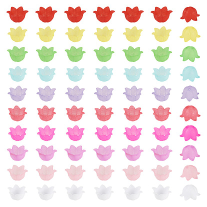 400шт 10 цвета непрозрачные акриловые колпачки для бусин, цветок