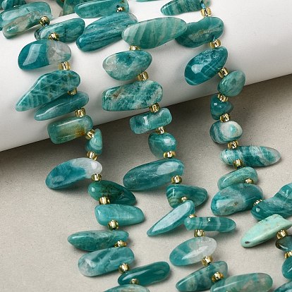 Природных амазонит бисер нитей, самородки, Топ пробуренной, с бисером