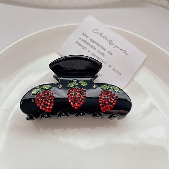 Сверкающая клубничная заколка для волос с бриллиантами, Милый дизайн акулы - модный аксессуар Эмиджея