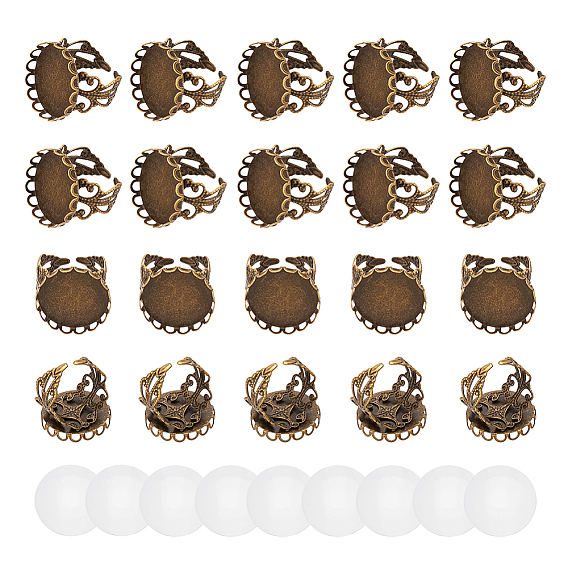 Набор для самостоятельного изготовления пустого куполообразного кольца, в том числе манжеты железные филигранные настройки кольца, Кабошоны из стекла