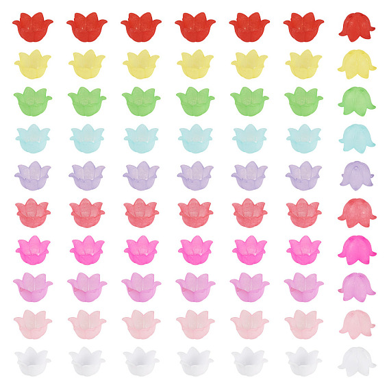 400шт 10 цвета непрозрачные акриловые колпачки для бусин, цветок