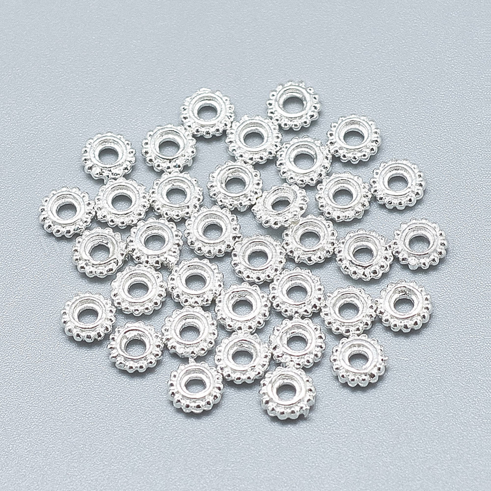 China Factory 925 Sterling Silver Spacer Beads, Flat Round in bulk