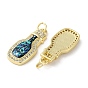 Brass Micro Pave Clear Cubic Zirconia Pendants, with Synthetic Opal and Jump Ring, Real 18K Gold Plated, Bottle