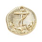 Brass Pendants, Flat Round with Anchor Charms