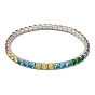 Cubic Zirconia Stretch Bracelets, 304 Stainless Steel Jewelry for Women, Stainless Steel Color