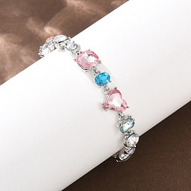 Браслеты-слайдеры из сплава со стразами, браслеты из железного троса для женщин, Сердце и квадрат