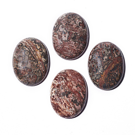Cabochons de piel de leopardo naturales, oval, vara de oro, 40x30x7 mm