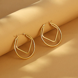 Серьги из 304 нержавеющей стали, кольцо с ромбом