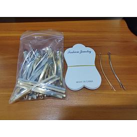 Iron Hair Bobby Pins Sets, with Cardboard Hair Clip Display Cards
