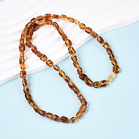 Ожерелья из натуральных янтарных самородков, с овальными латунными винтовыми застежками, золотые